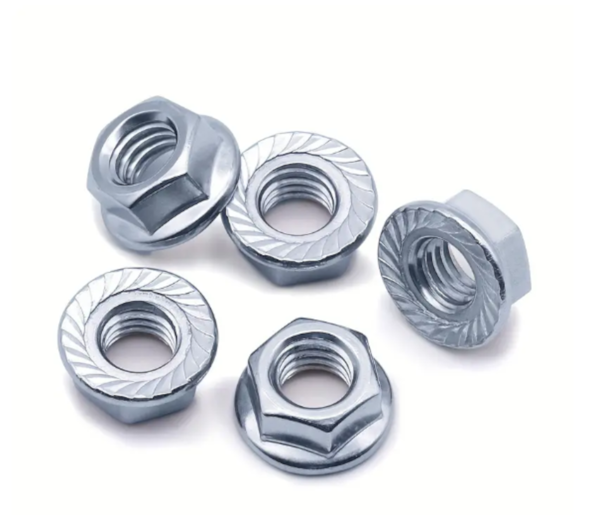 M6 Hex Serrated Flanged Nuts - Bright Zinc Plated DIN 6923