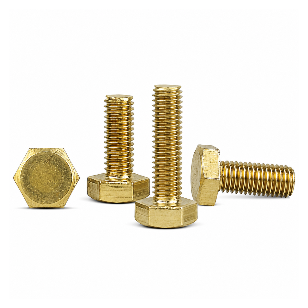 M16 x 40mm Hexagon Head Set Screw - Solid Brass Fully Threaded