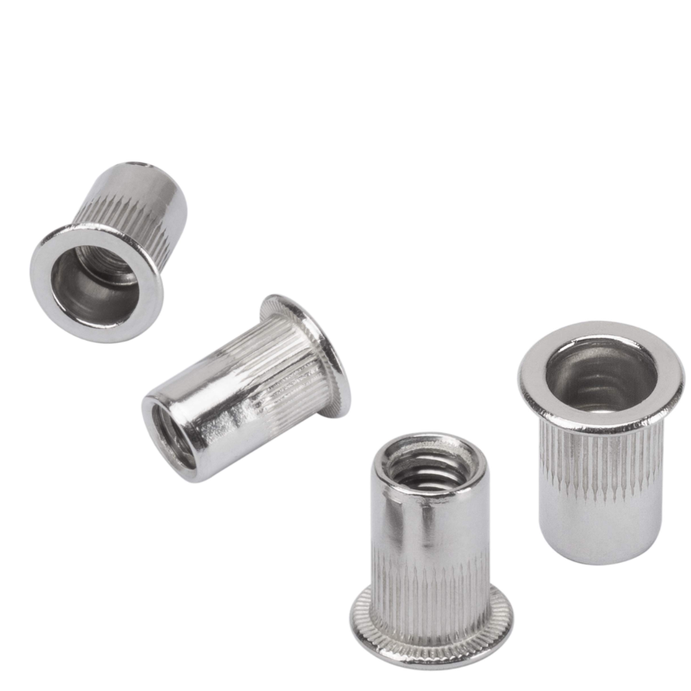 M4 Flange Head Knurled Rivnuts Steel