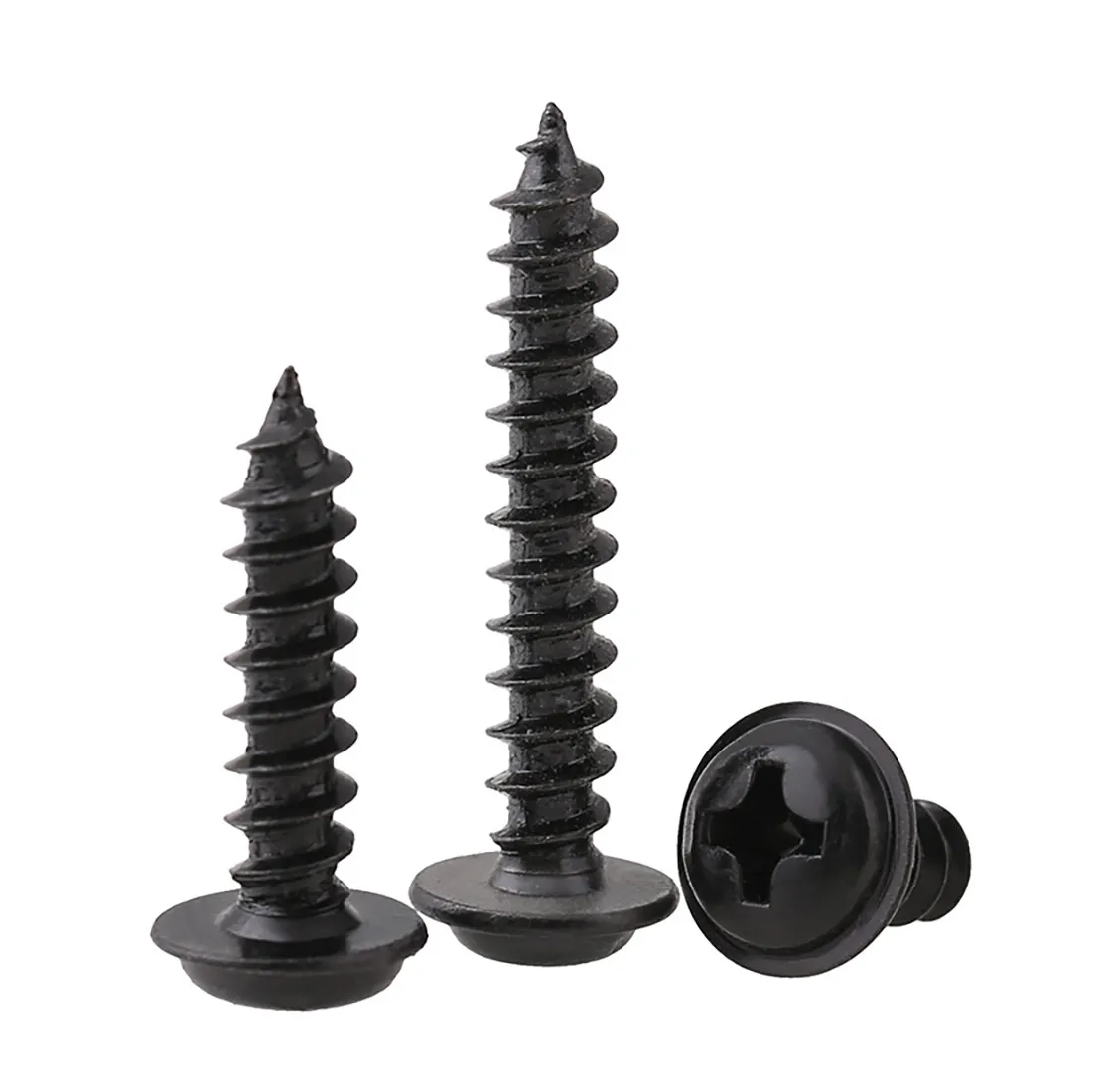 No.6 x 1.1/2" (3.5mm x 38mm) Pozi Black Flanged Self Tapping Screws BS4174