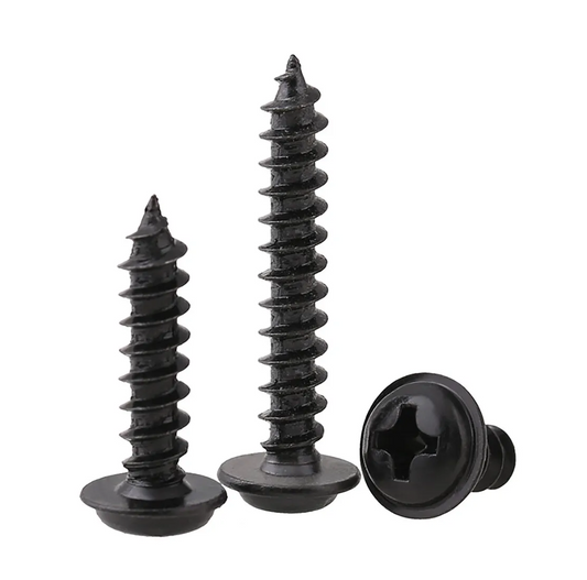 No.6 x 1.1/2" (3.5mm x 38mm) Pozi Black Flanged Self Tapping Screws BS4174