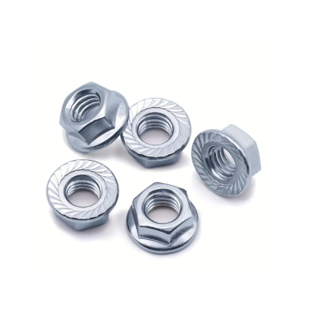1/4" UNF Serrated Flanged Nuts - Zinc Plated
